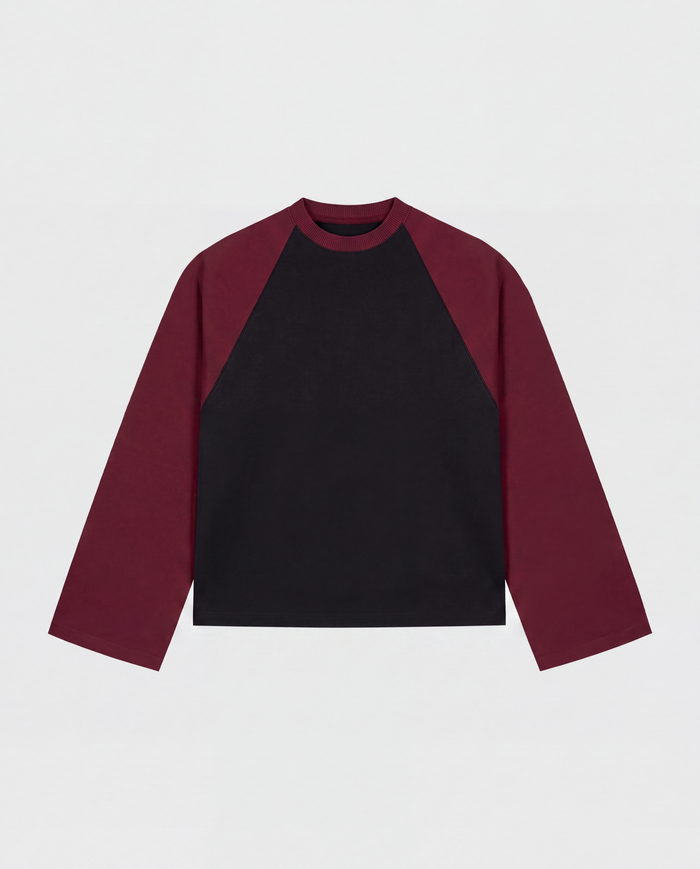 BASEBALL LONGSLEEVE - BURGUNDY/BLACK