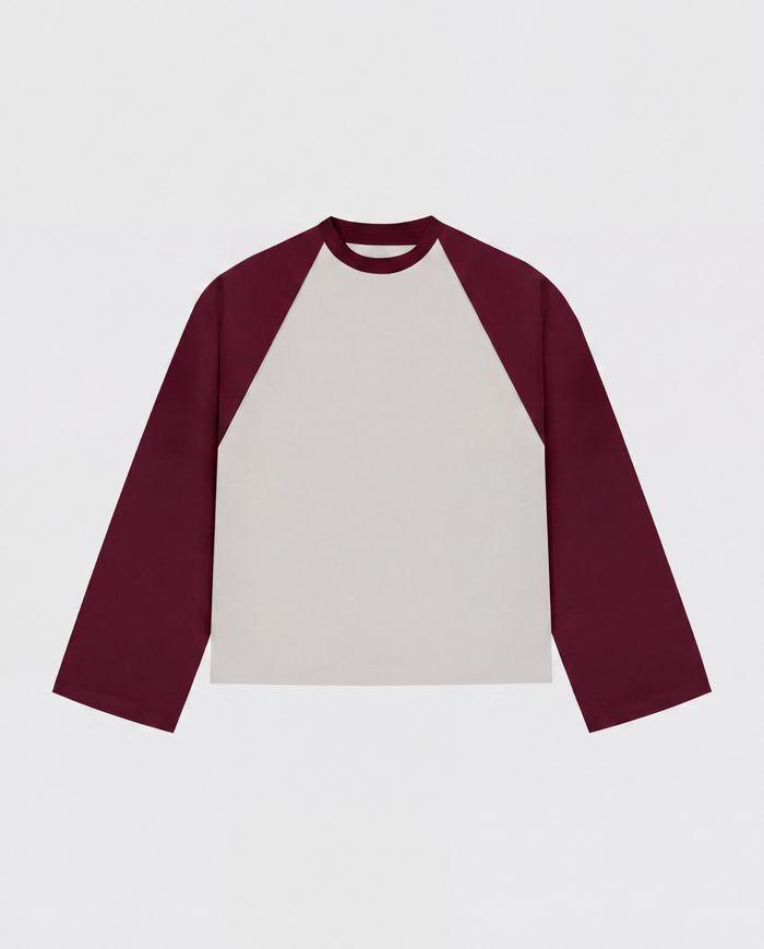 BASEBALL LONGSLEEVE - BURGUNDY/GREY