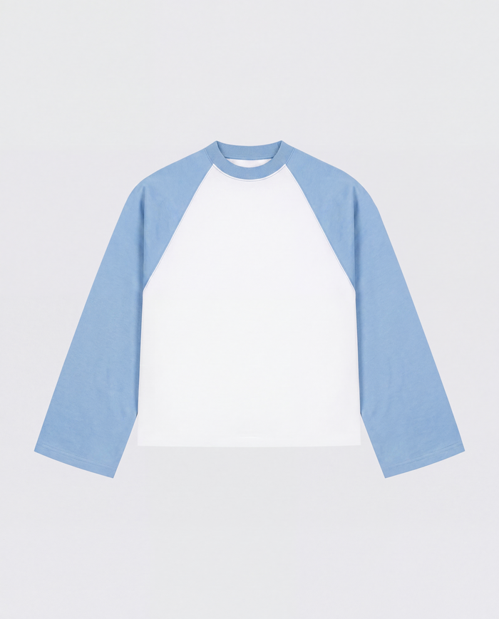 BASEBALL LONGSLEEVE - LIGHT BLUE/WHITE