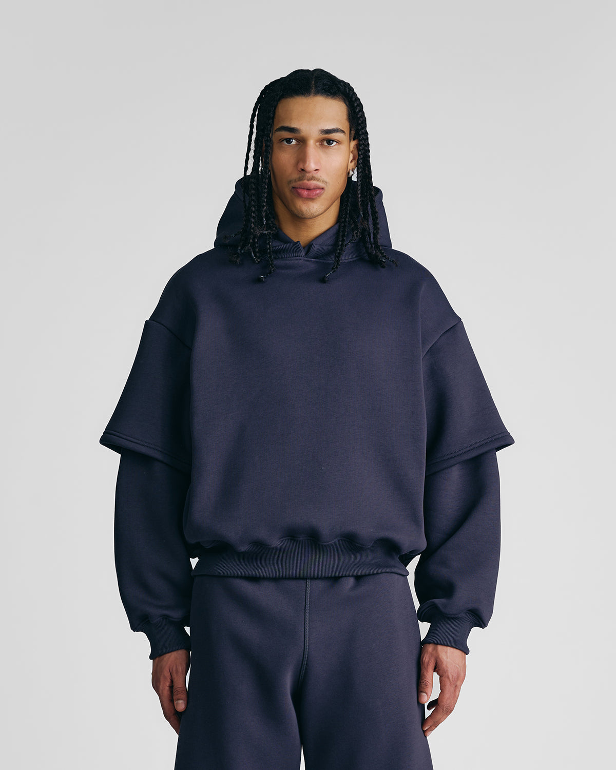 Anthracite Double-Sleeve Hoodie