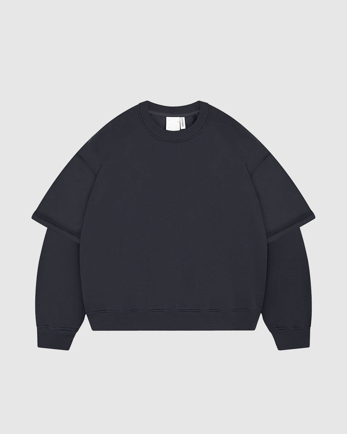 Anthracite Double-Sleeve Crewneck