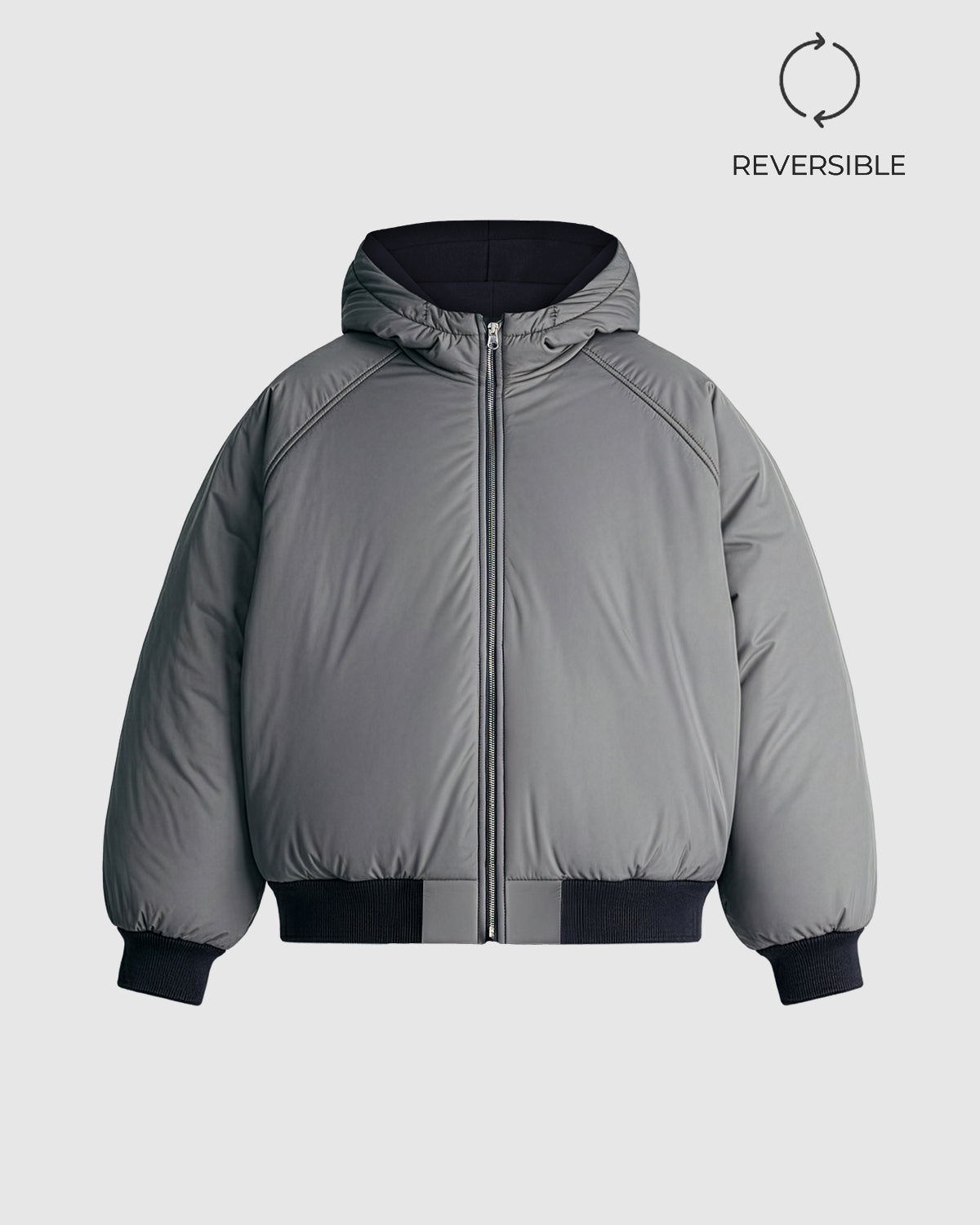 Anthracite 2-in-1 Padded Hoodie Jacket