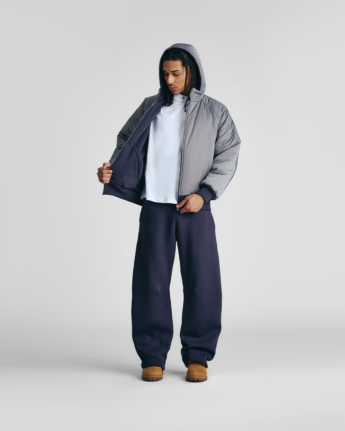 Anthracite 2-in-1 Padded Hoodie Jacket