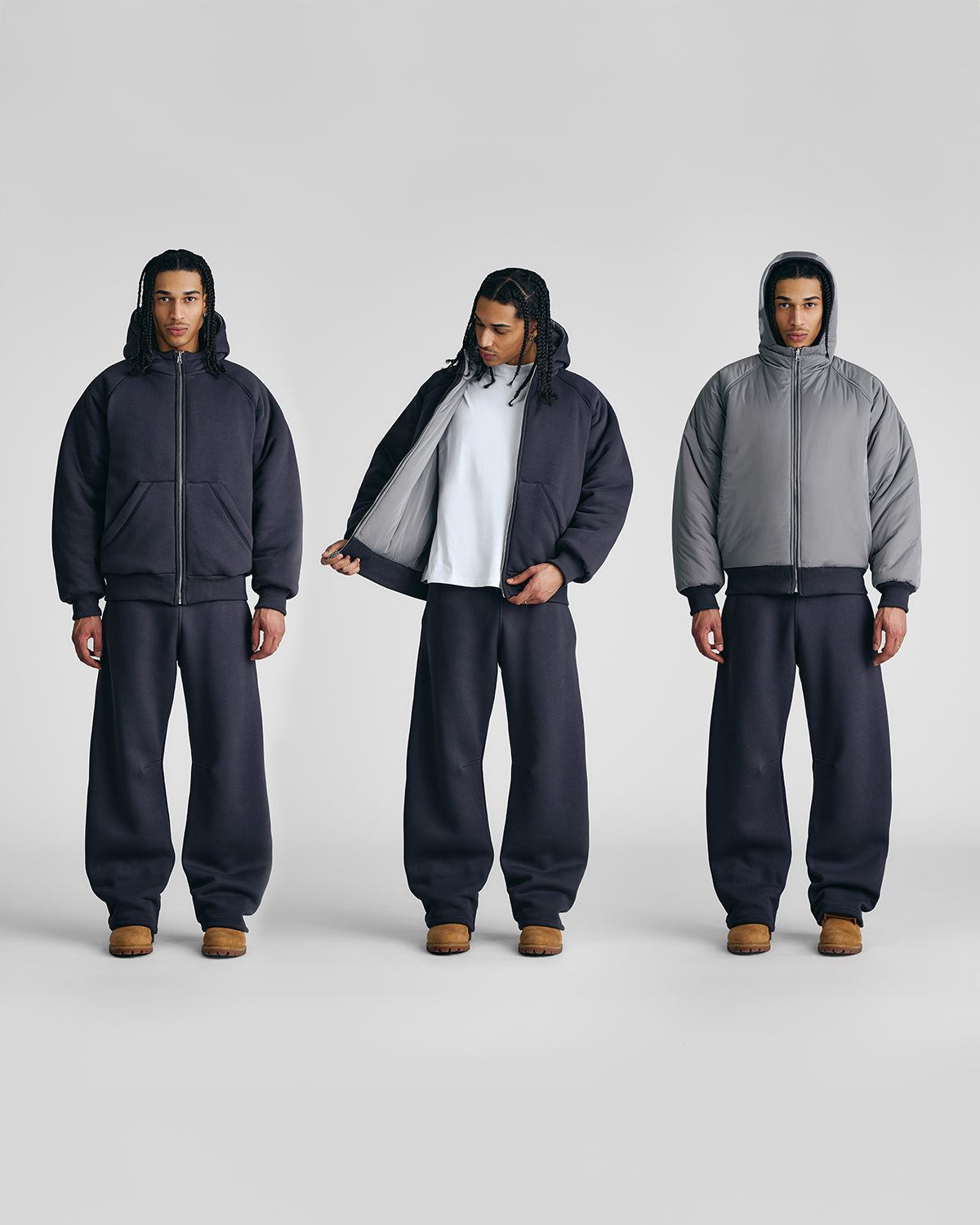 Anthracite 2-in-1 Padded Hoodie Jacket