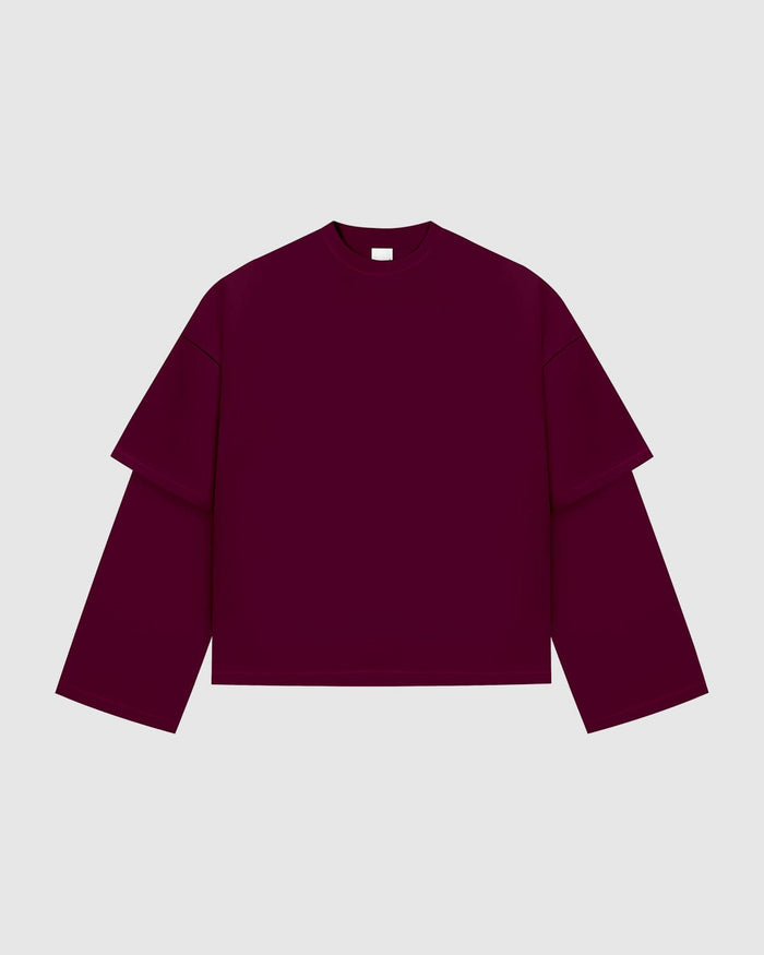 Everyday Burgundy Double-Sleeve Tee