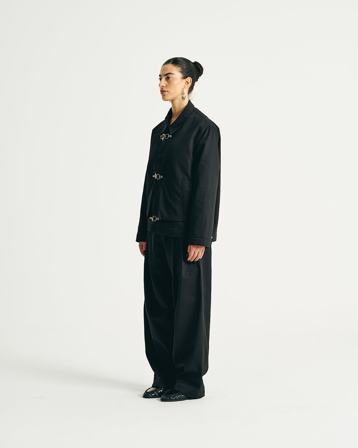 Canvas Pleated Pants - Jet Black