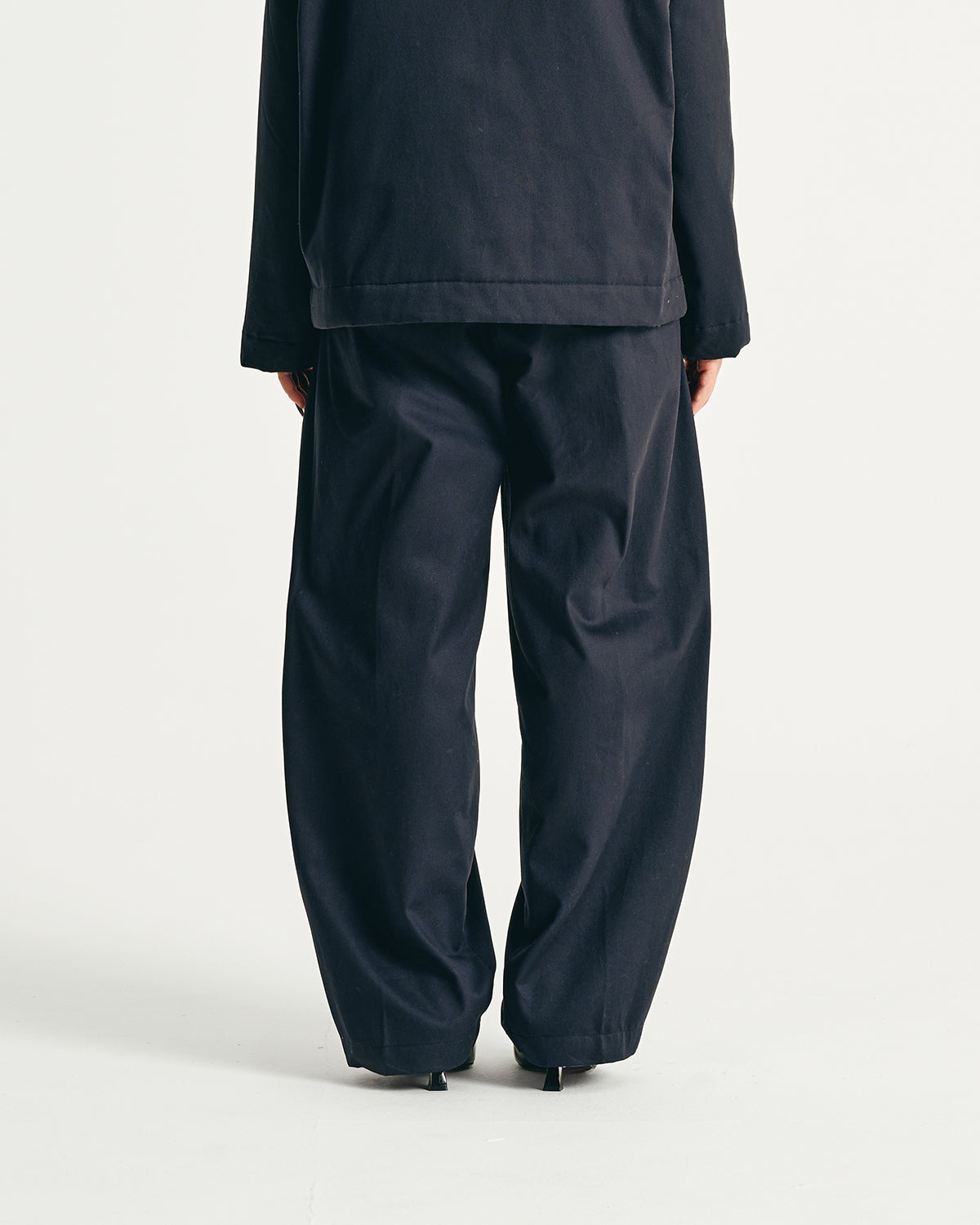 Canvas Pleated Pants - Navy Blue