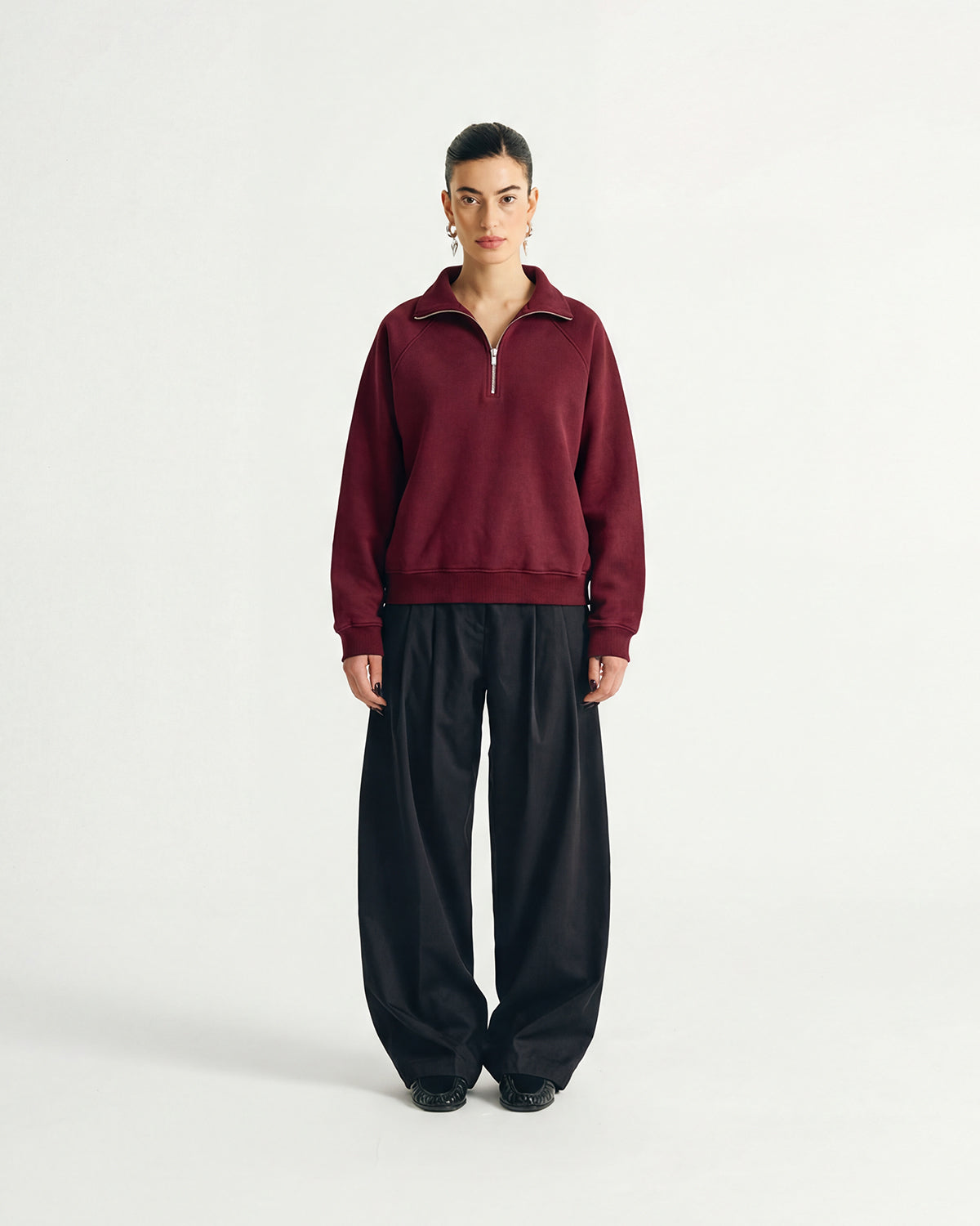 EVERYDAY CHERRY RED HALF ZIP HOODIE