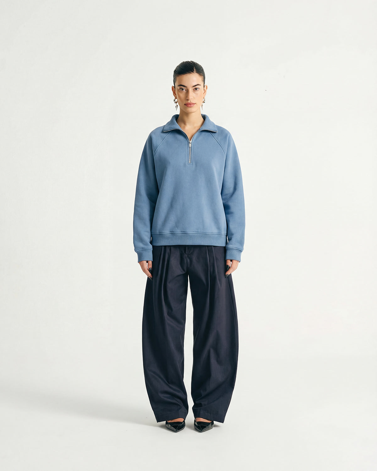 EVERYDAY CLOUDY BLUE HALF ZIP HOODIE