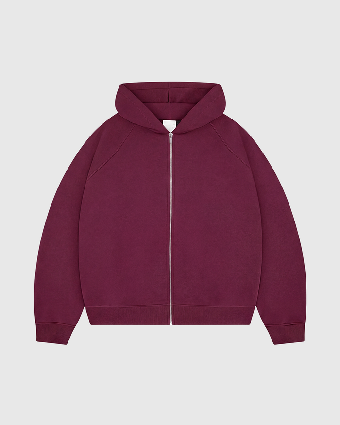 Premium 500gsm Burgundy Zip Hoodie