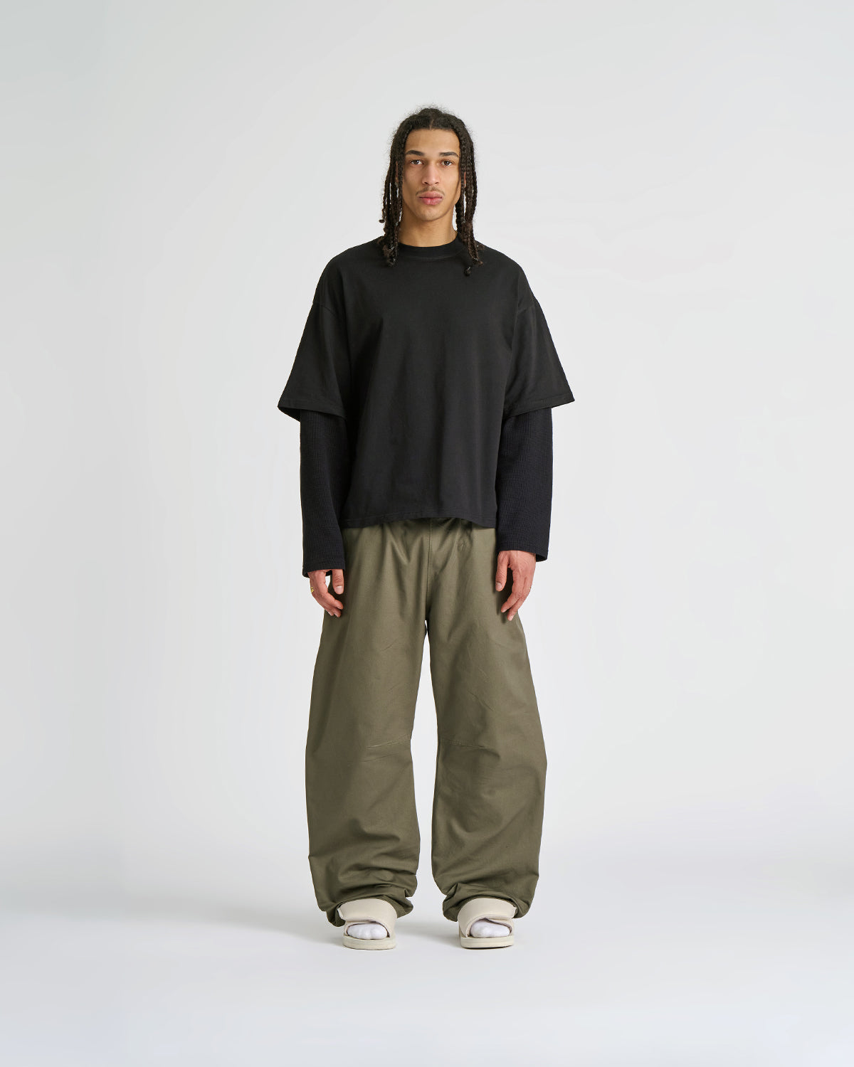 Waffle Jet Black Double-Sleeve Tee