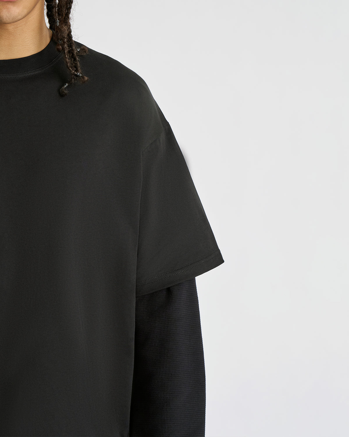 Waffle Jet Black Double-Sleeve Tee