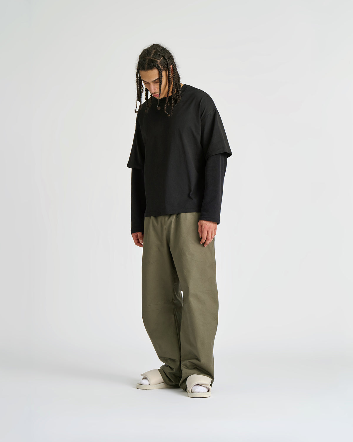 Waffle Jet Black Double-Sleeve Tee