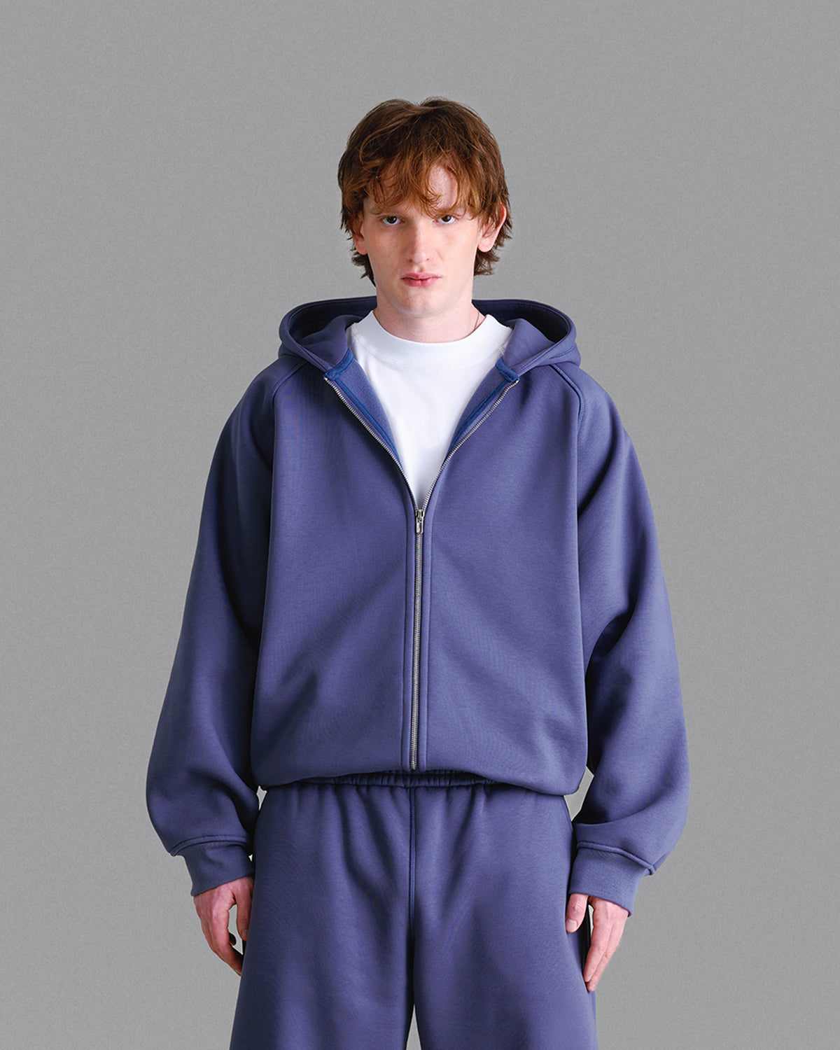 Premium 500gsm Dust Blue Zip Hoodie