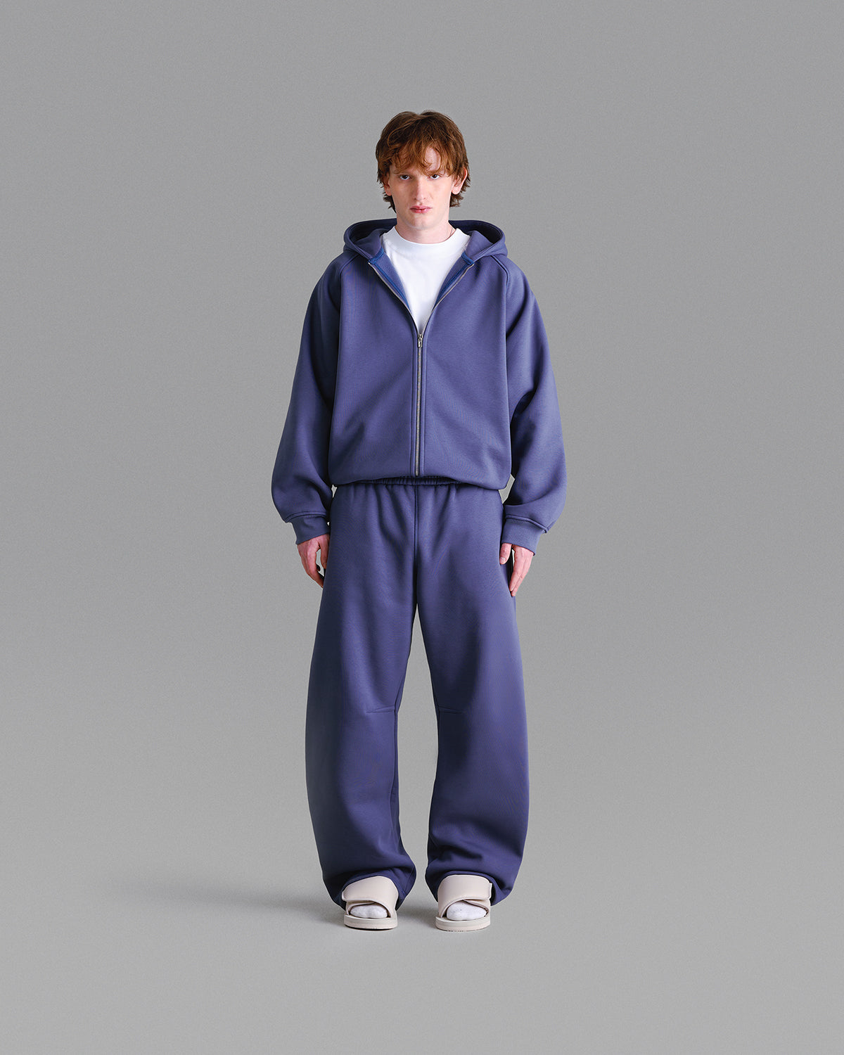 Premium 500gsm Dust Blue Zip Hoodie