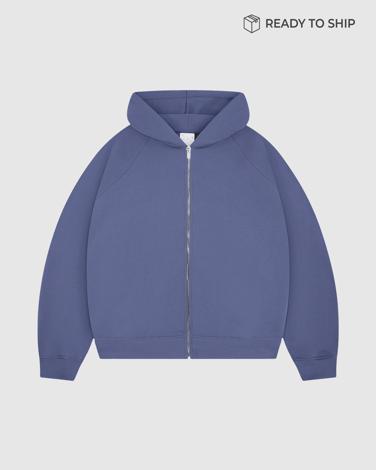 Premium 500gsm Dust Blue Zip Hoodie