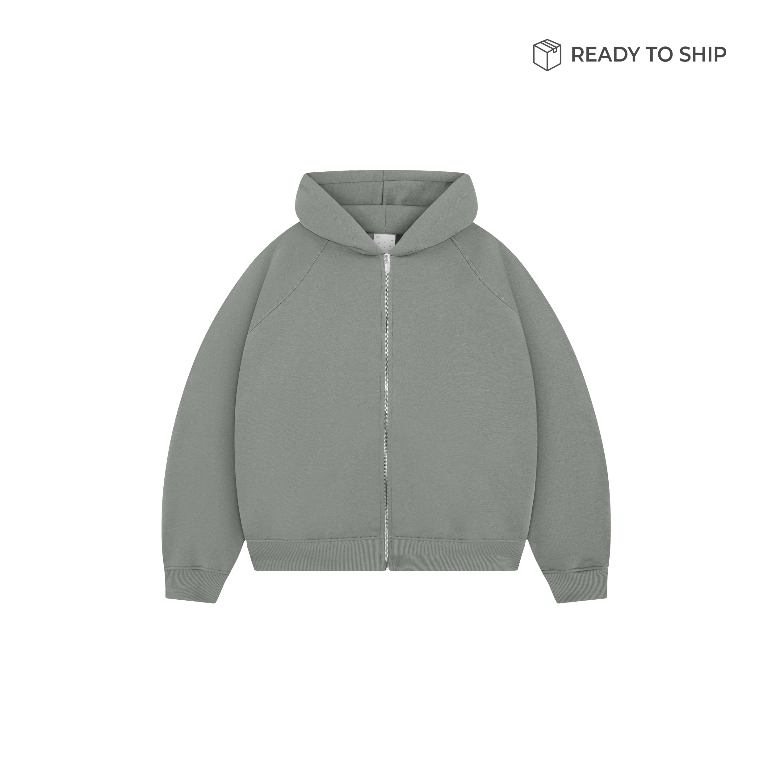 Premium 500gsm Dust Matcha Zip Hoodie