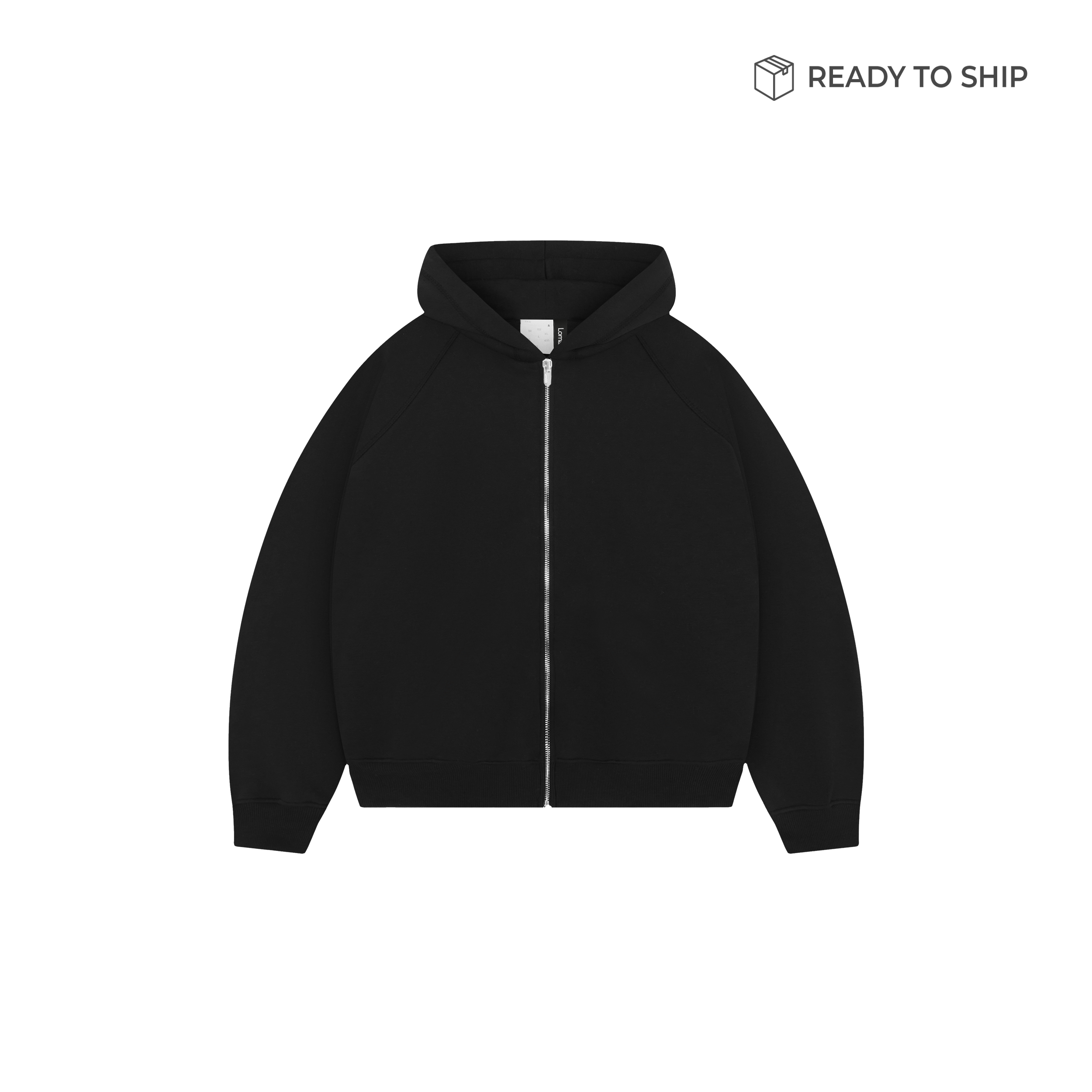 Premium 500gsm Jet Black Zip Hoodie