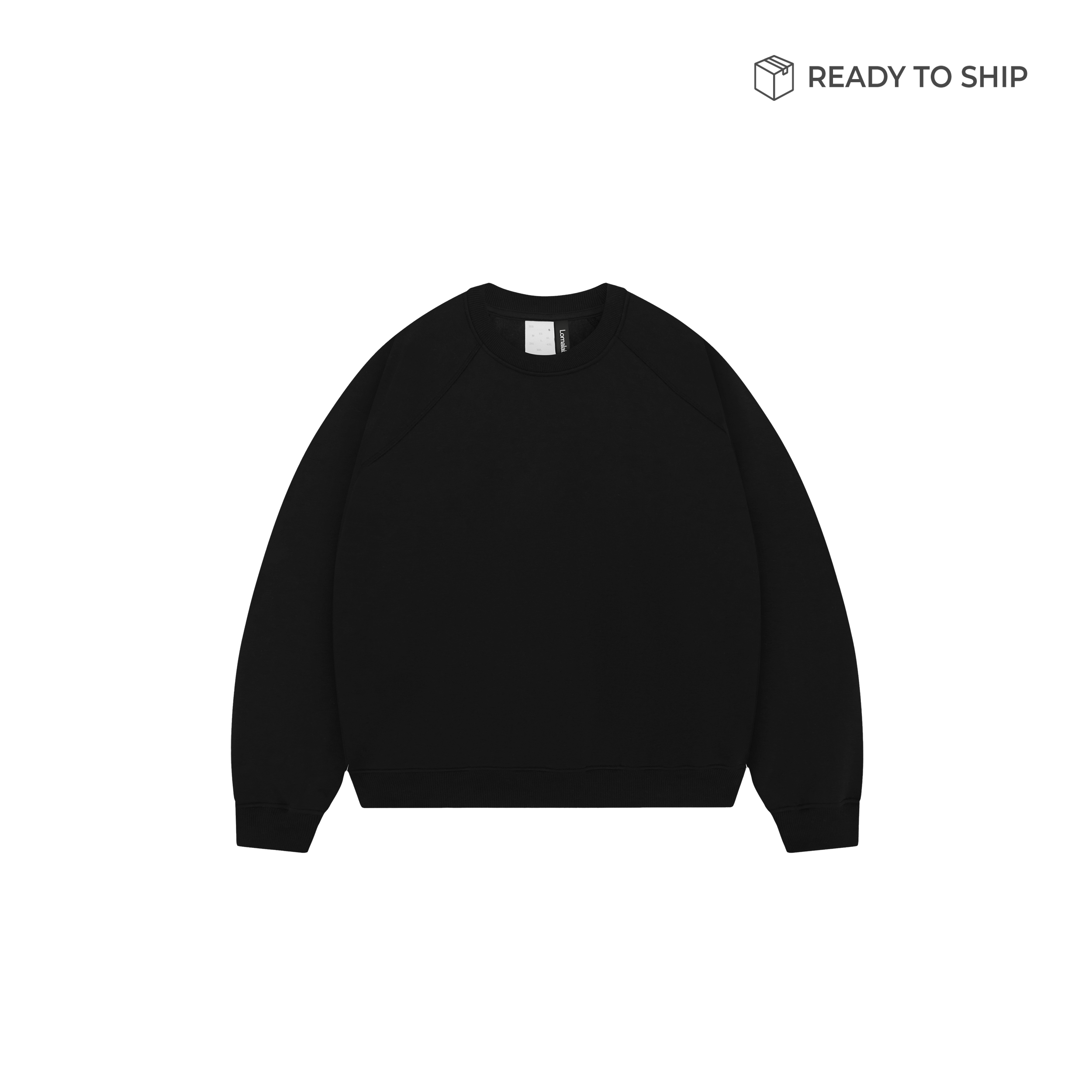 Premium 500gsm Jet Black Crewneck