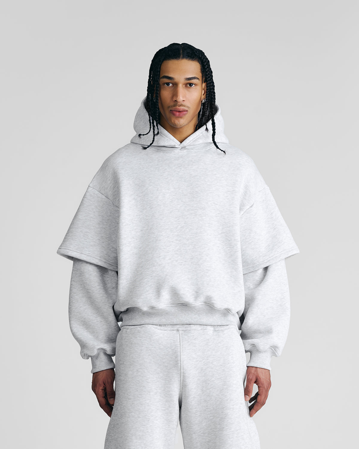 Gym Grey Double-Sleeve Hoodie