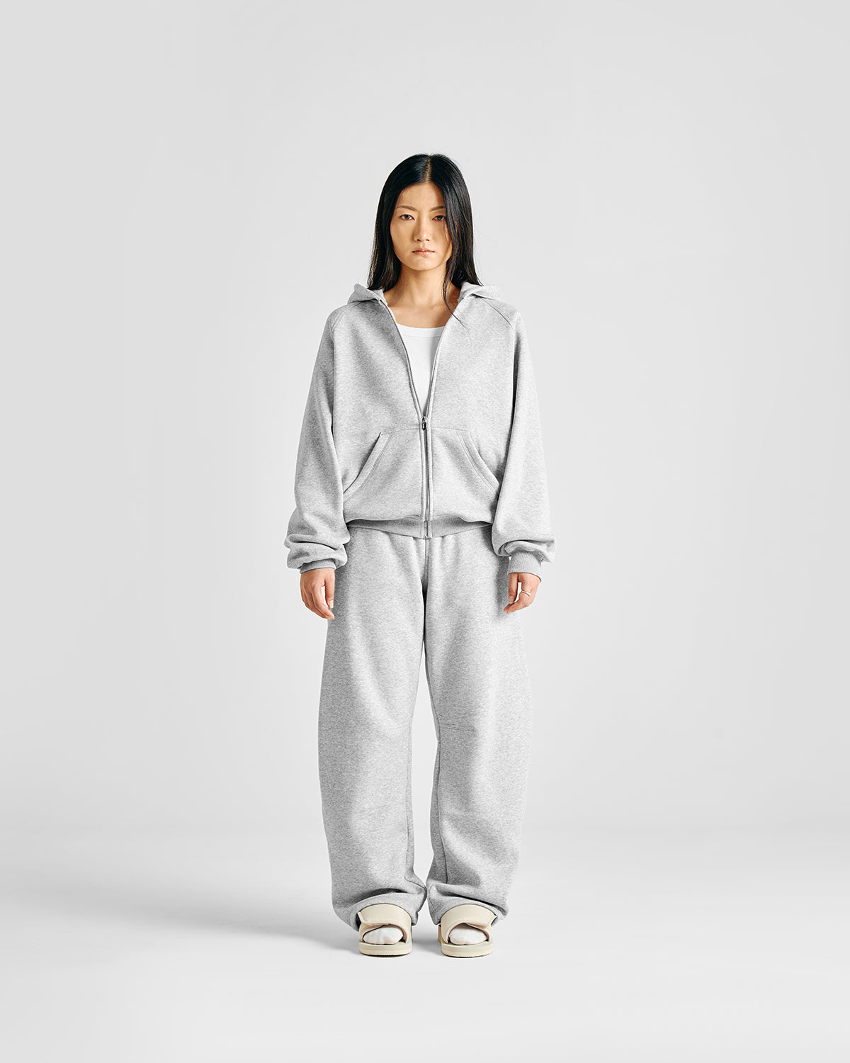 Felpa con cappuccio grigia con zip Everyday Gym