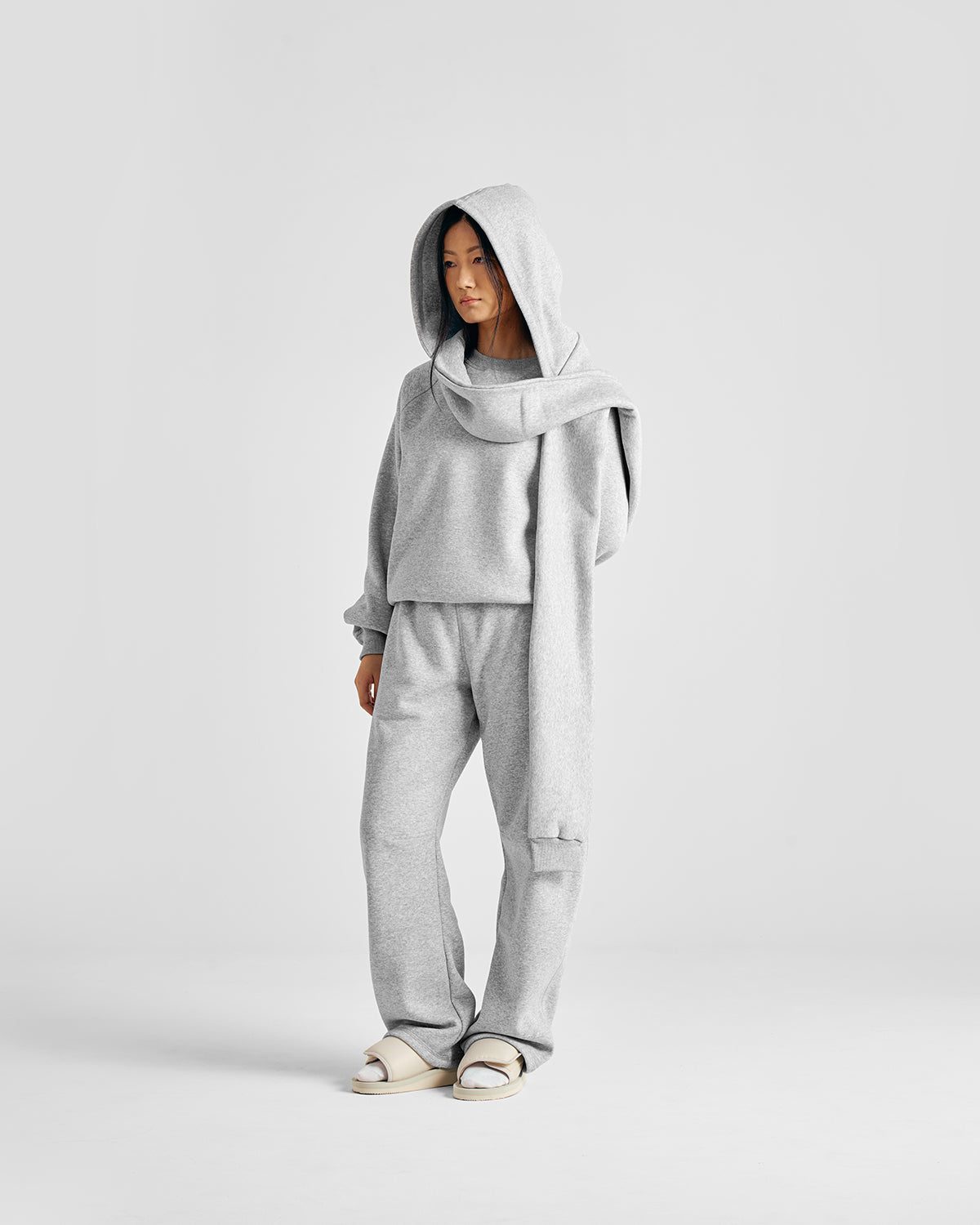 Gym Grey Upcycled Hoodscarf