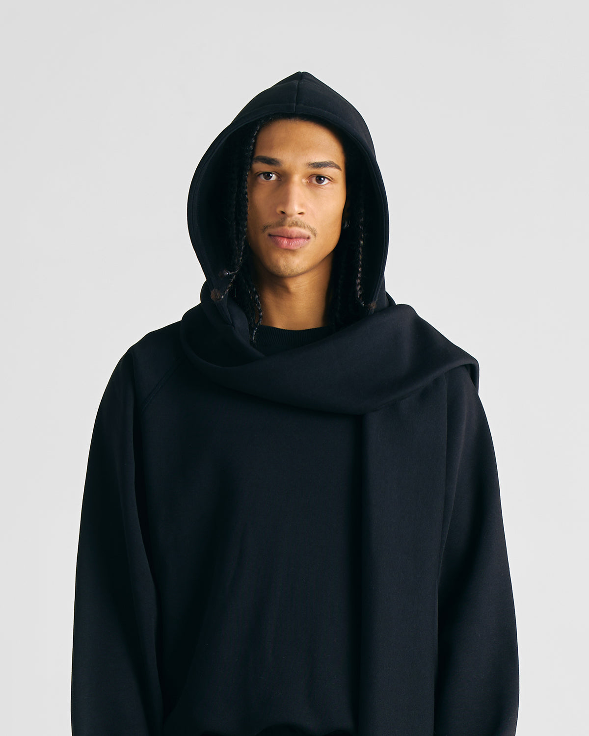 Jet Black Upcycled Hoodscarf