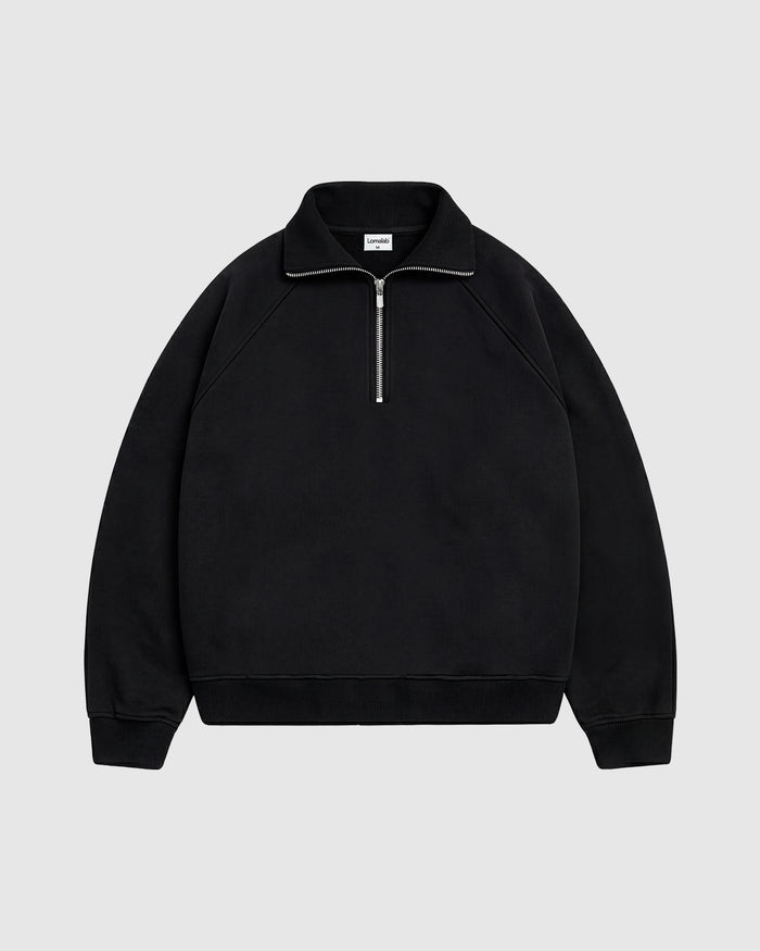 EVERYDAY JET BLACK HALF ZIP HOODIE
