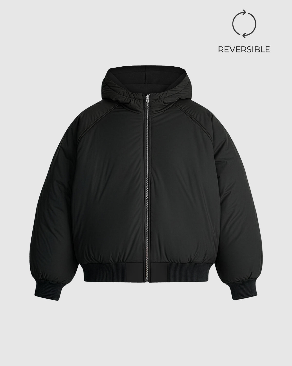 Jet Black 2-in-1 Padded Hoodie Jacket