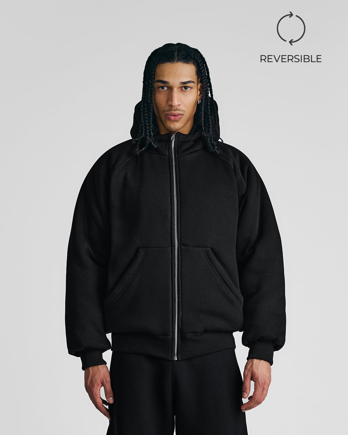 Jet Black 2-in-1 Padded Hoodie Jacket