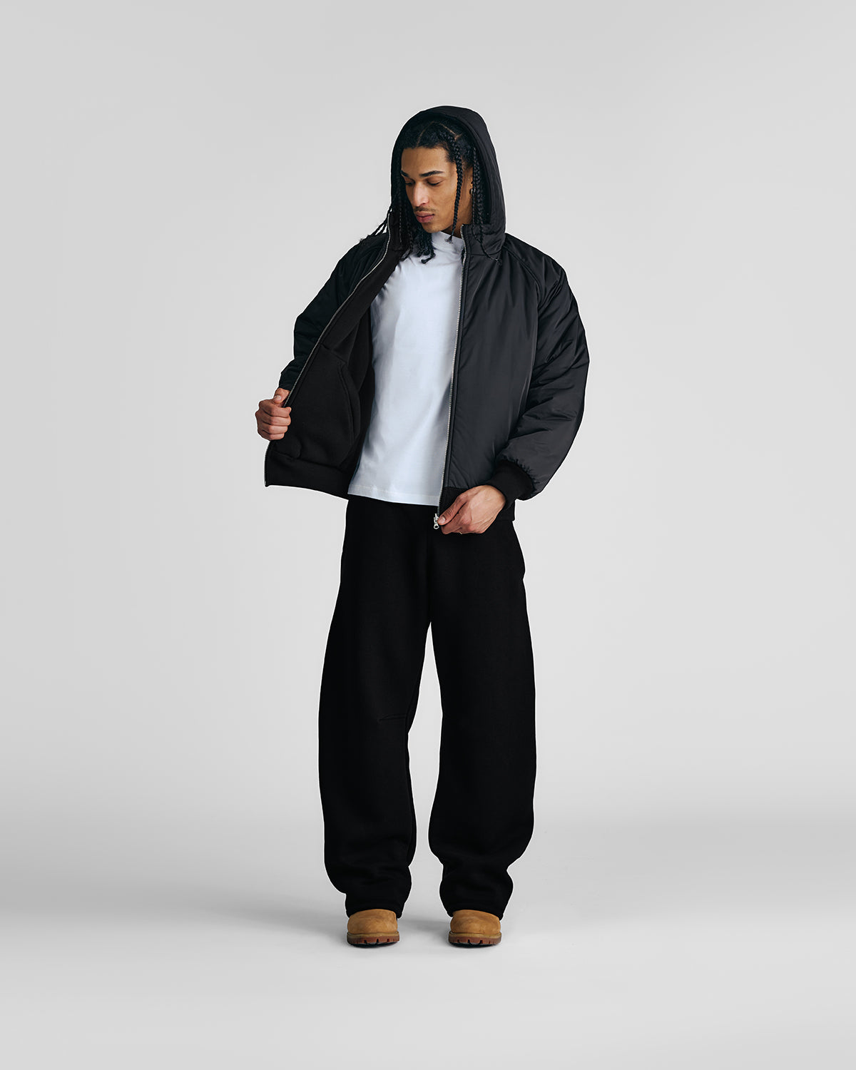 Jet Black 2-in-1 Padded Hoodie Jacket