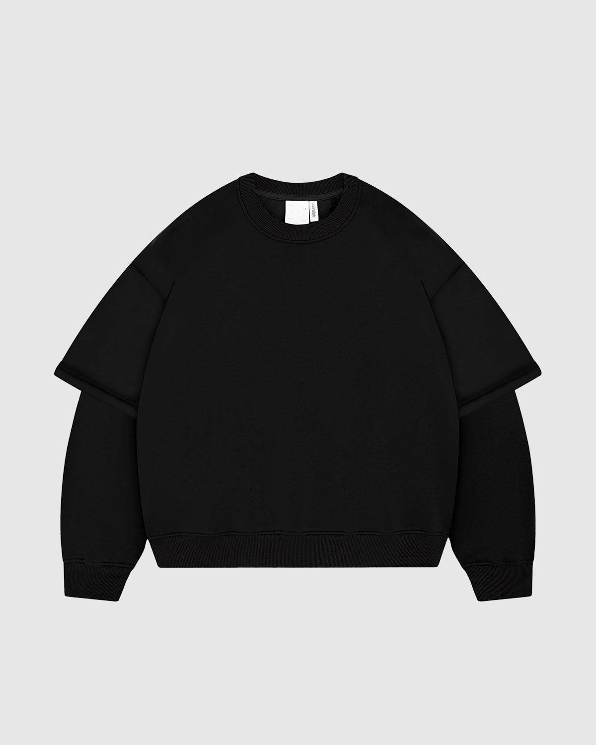 Jet Black Double-Sleeve Crewneck