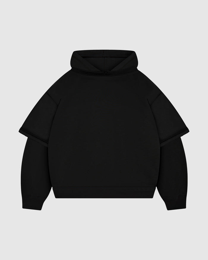 Jet Black Double-Sleeve Hoodie