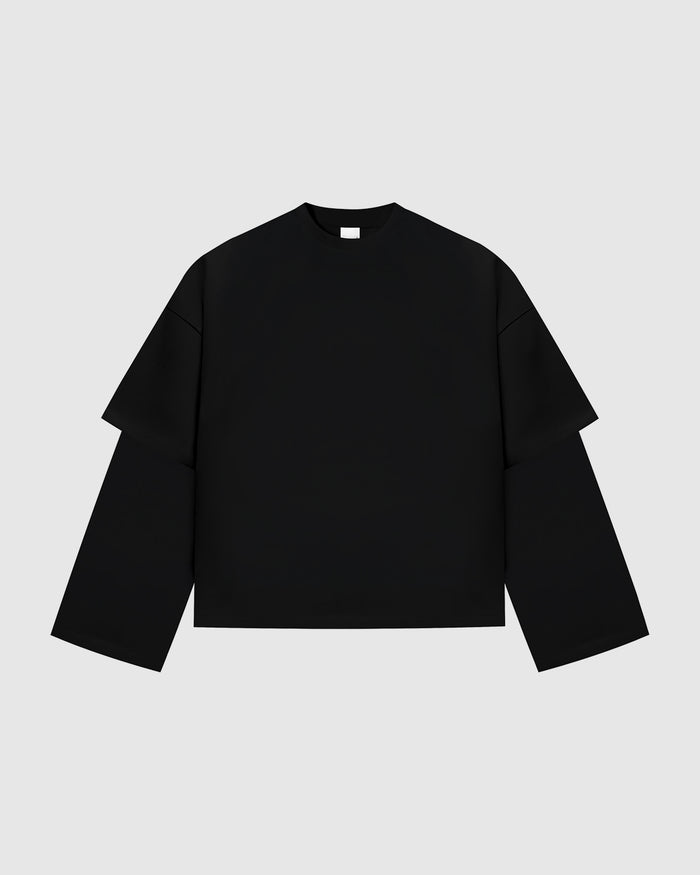 Everyday Jet Black Double-Sleeve Tee