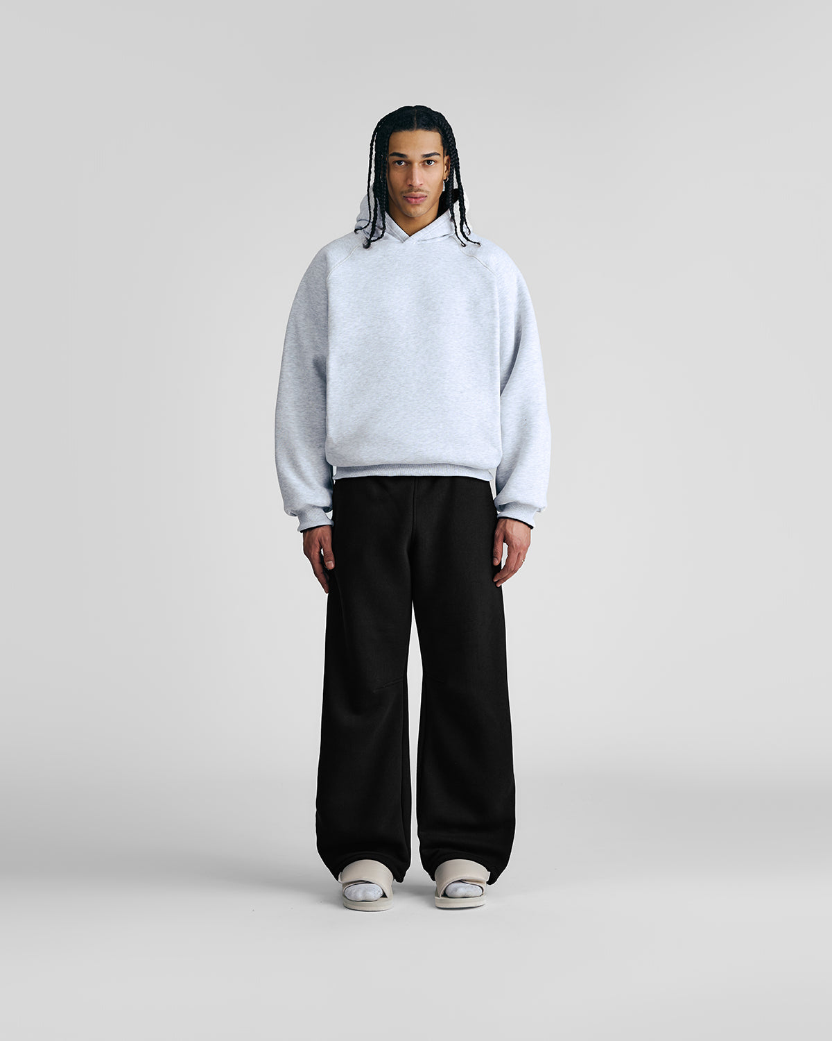 Jet Black & Gym Grey Double Face Hoodie