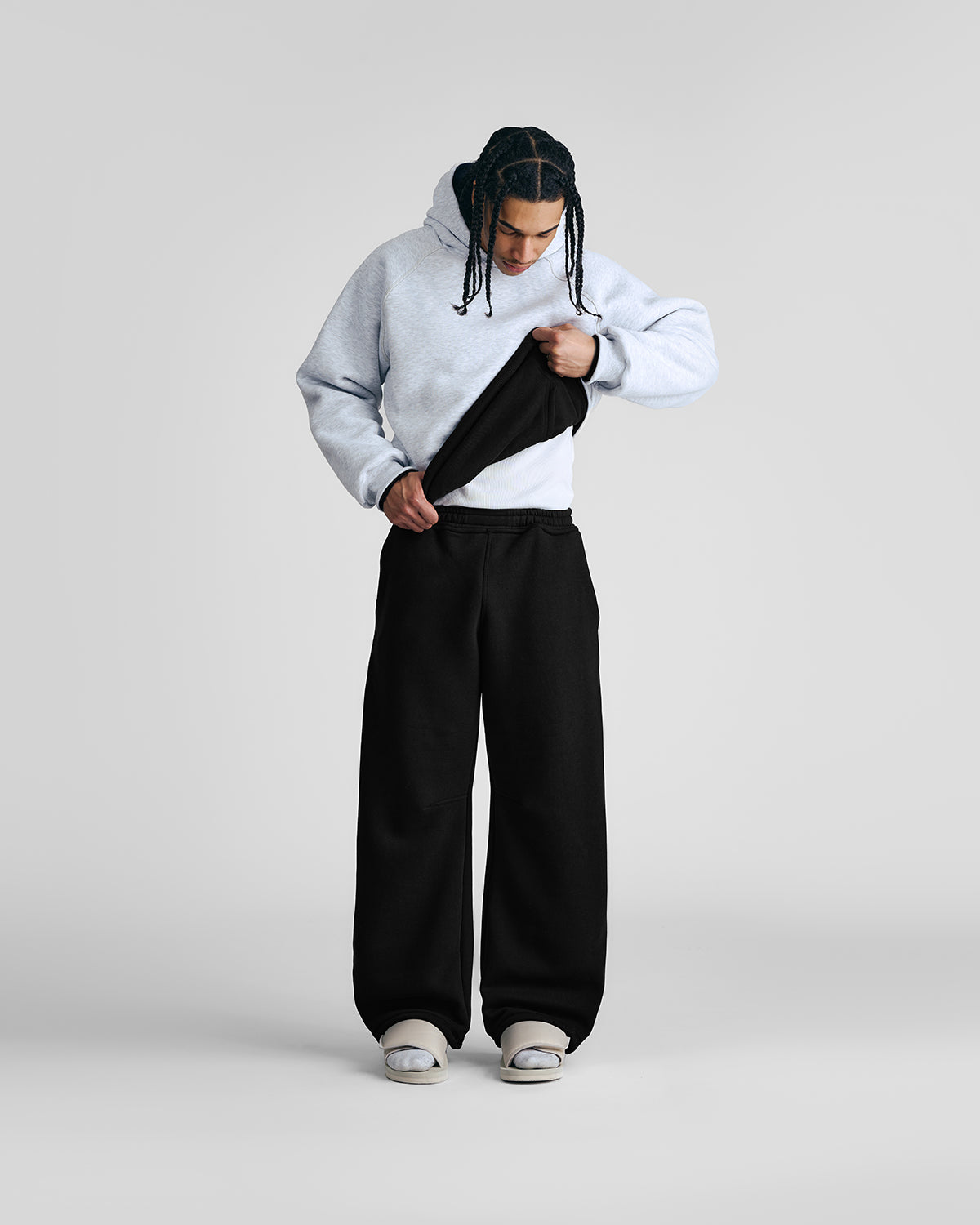 Jet Black & Gym Grey Double Face Hoodie