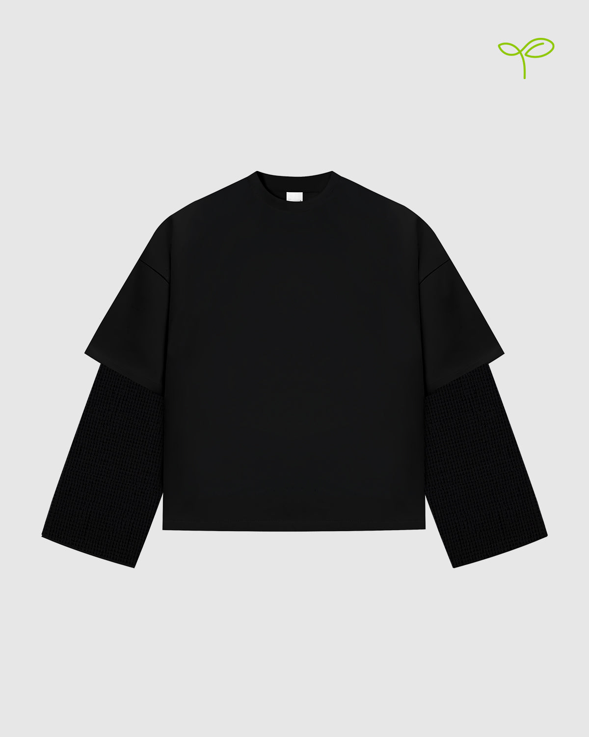 Waffle Jet Black Double-Sleeve Tee