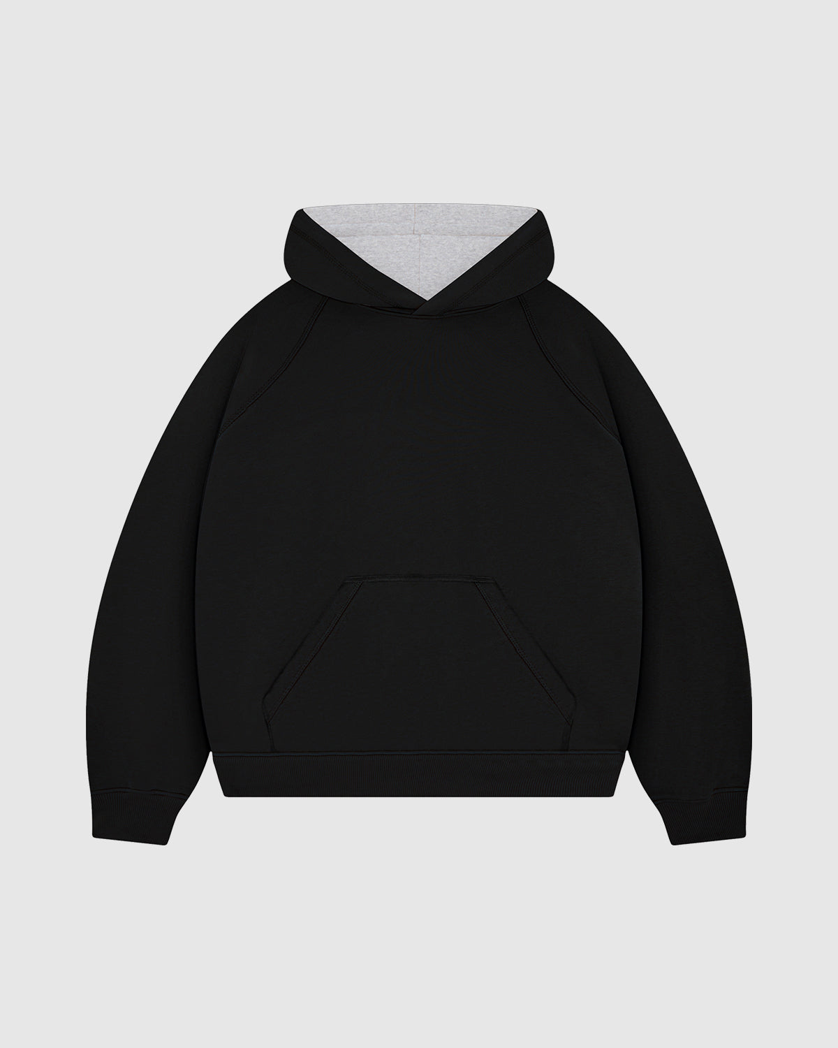 Jet Black & Gym Grey Double Face Hoodie
