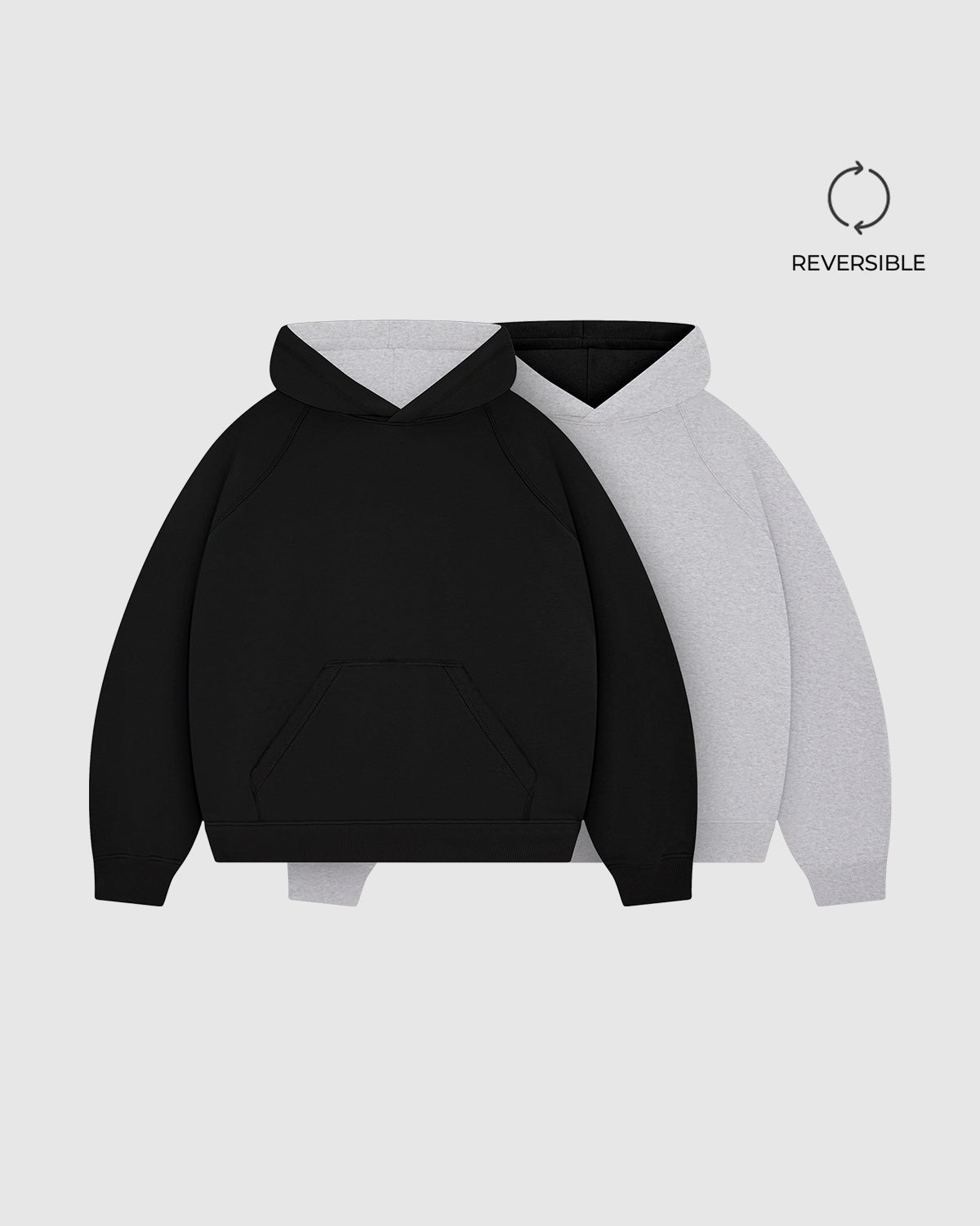 Jet Black & Gym Grey Double Face Hoodie