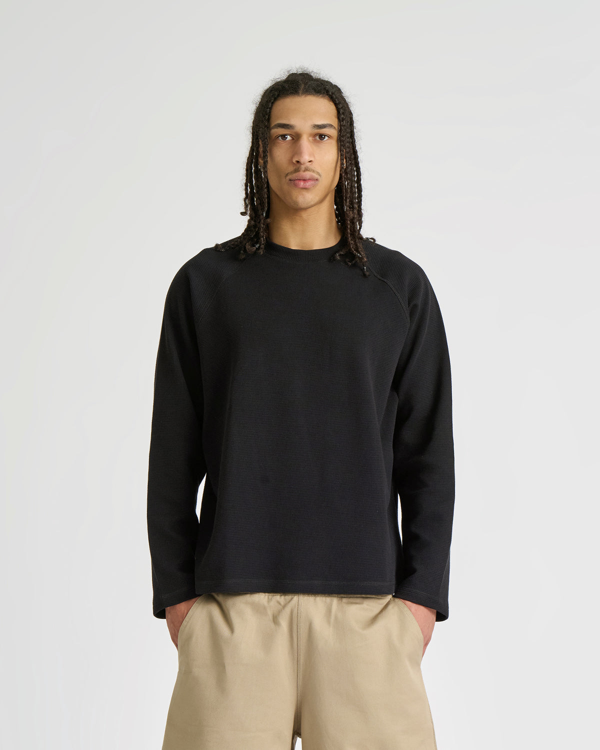 Waffle Jet Black Longsleeve Tee