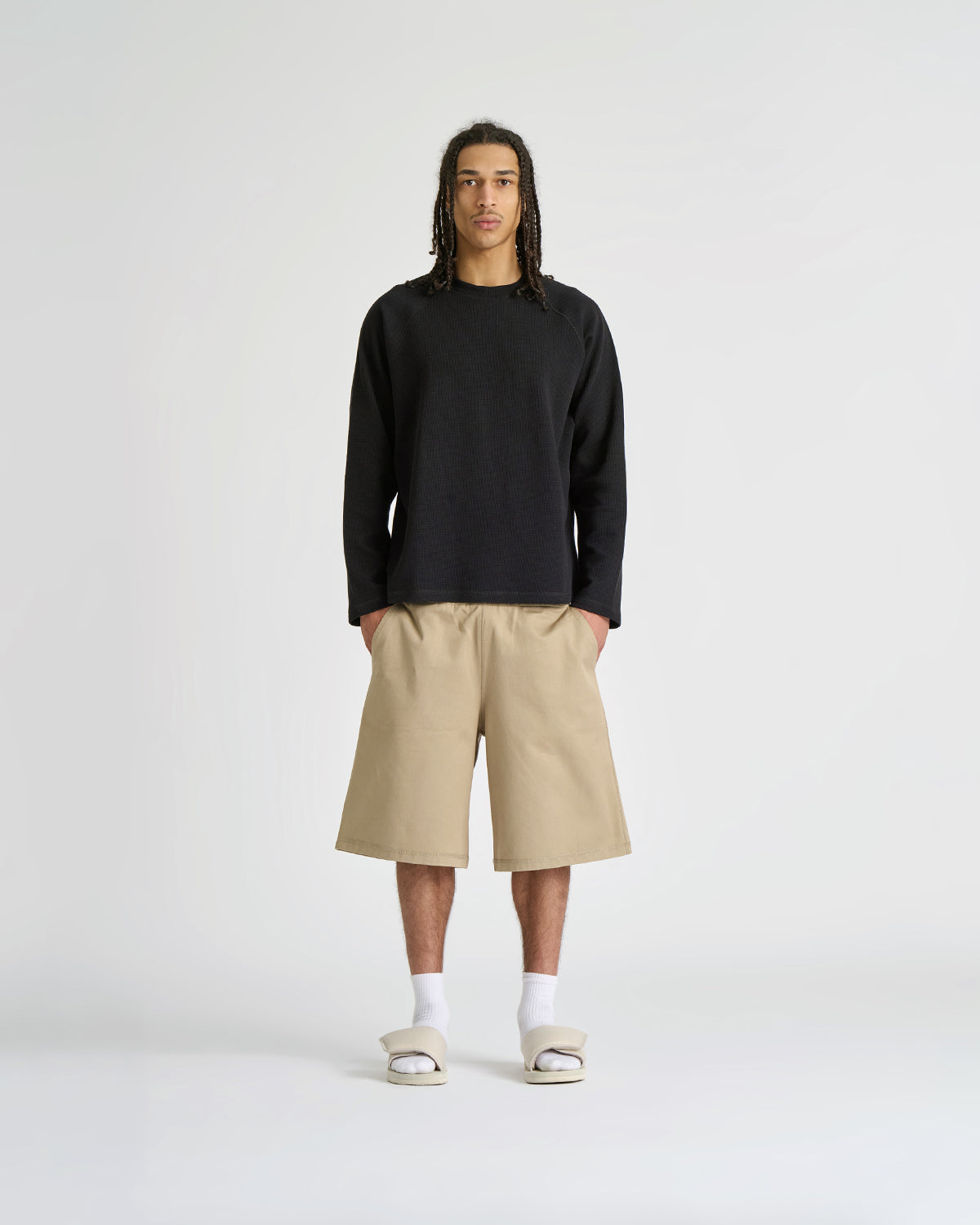Waffle Jet Black Longsleeve Tee