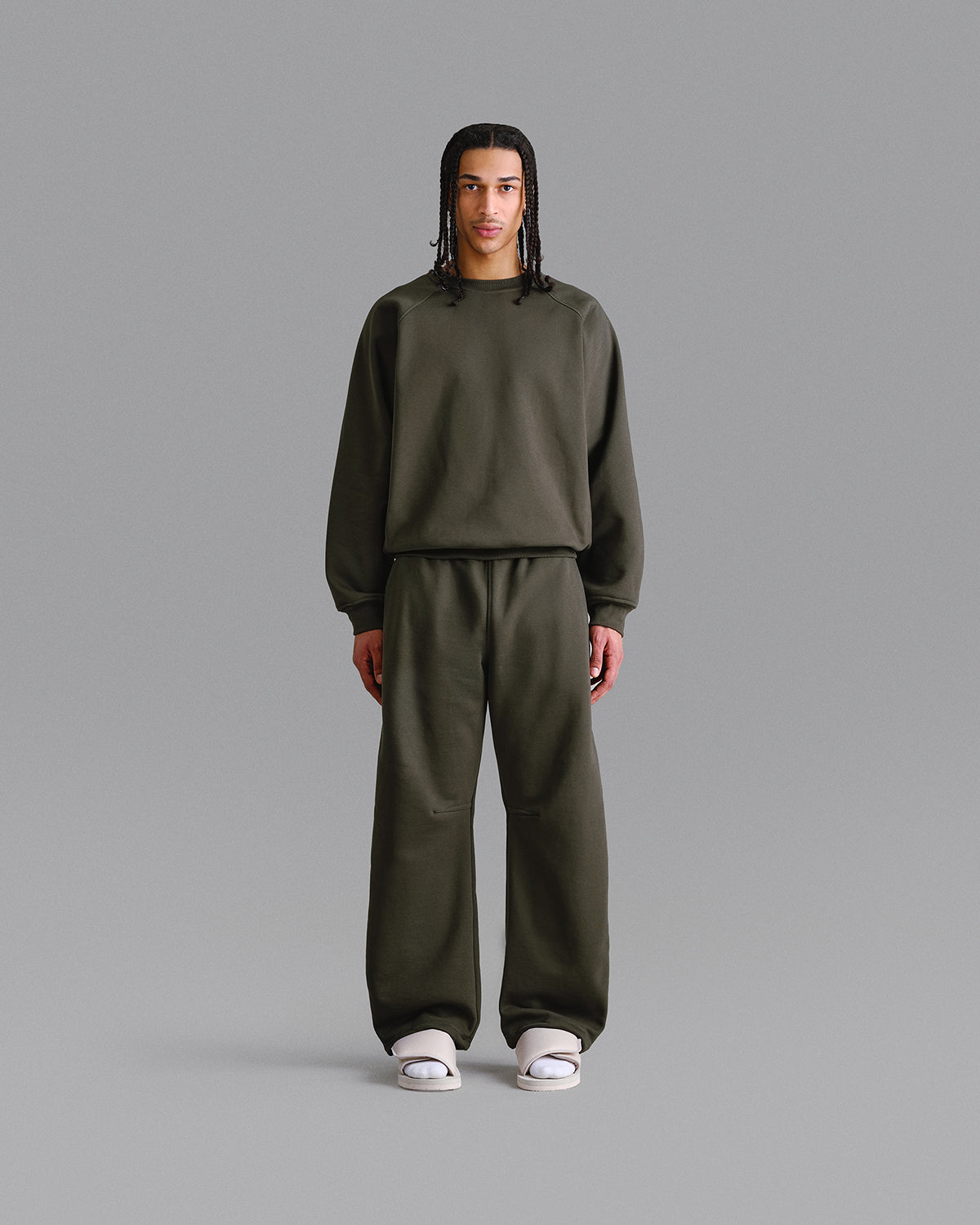 Premium 500gsm Military Green Crewneck