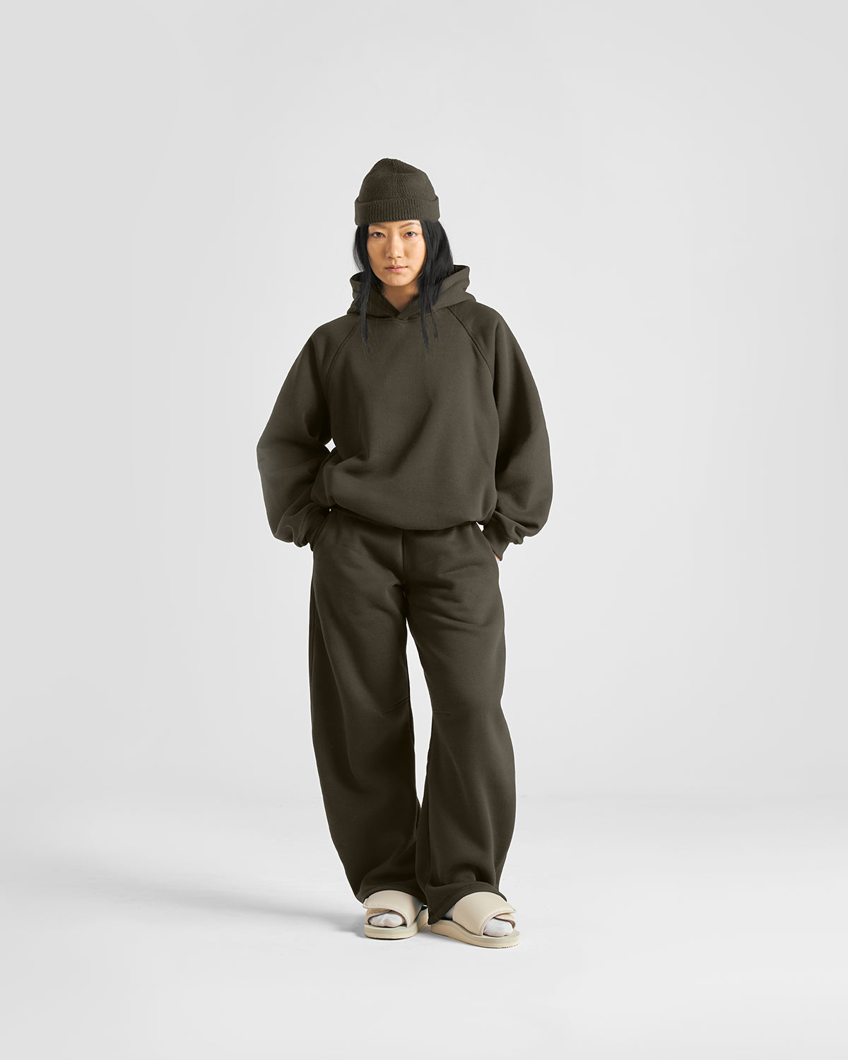 FELPA CON CAPPUCCIO VERDE MILITARE EVERYDAY