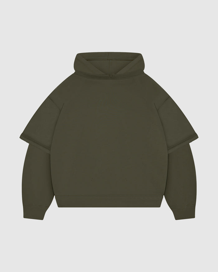 Military Green Double-Sleeve Hoodie