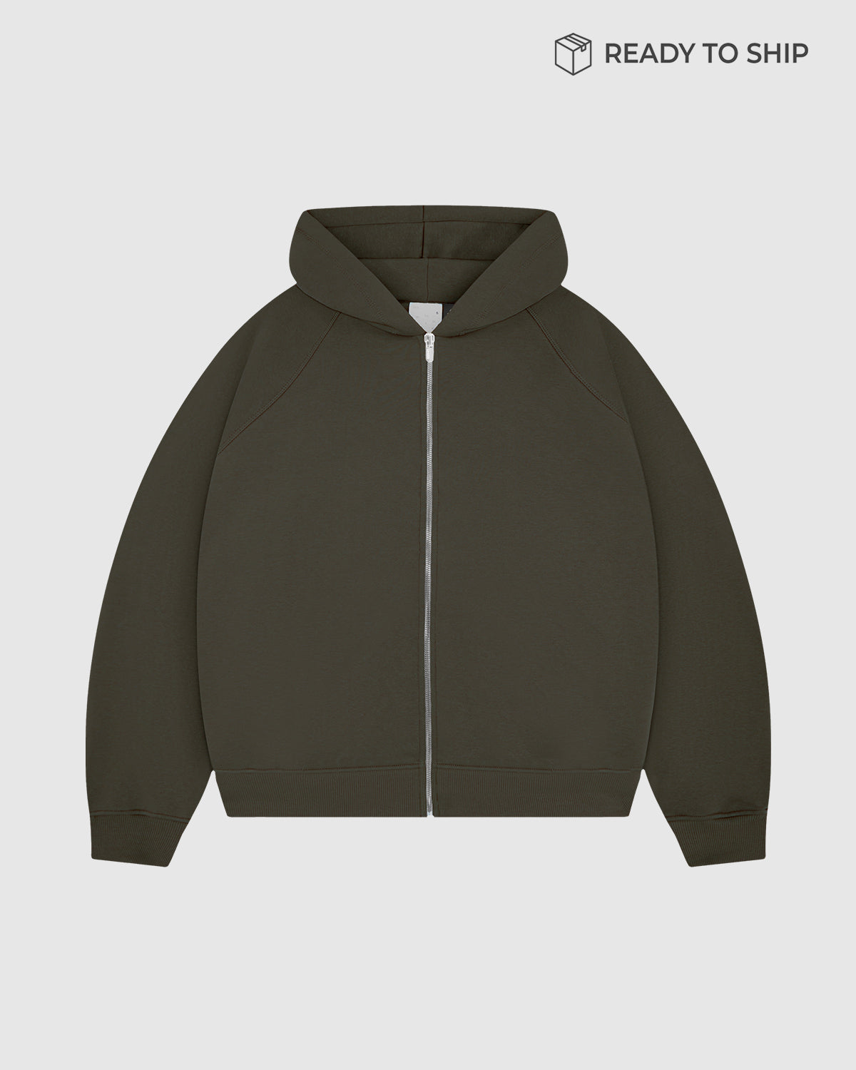 Premium 500gsm Military Green Zip Hoodie
