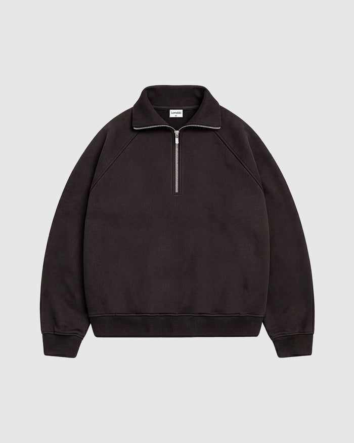 EVERYDAY MOCHA BROWN HALF ZIP HOODIE