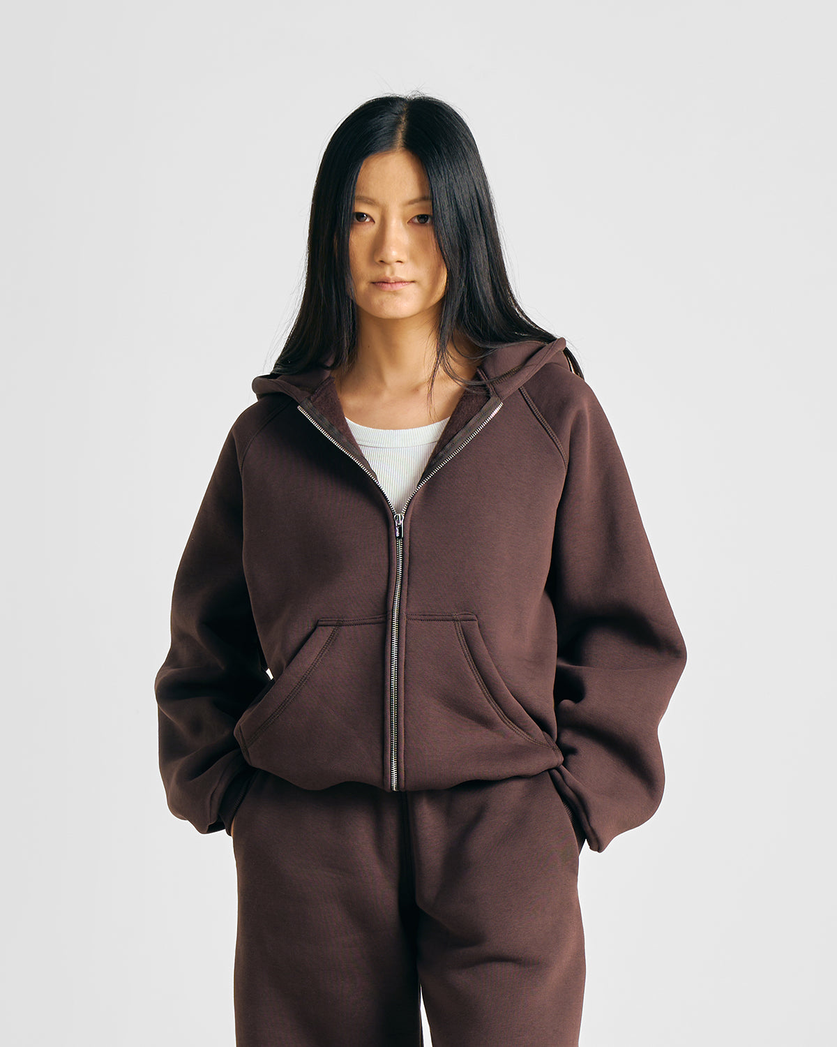 EVERYDAY MOCHA BROWN ZIP HOODIE
