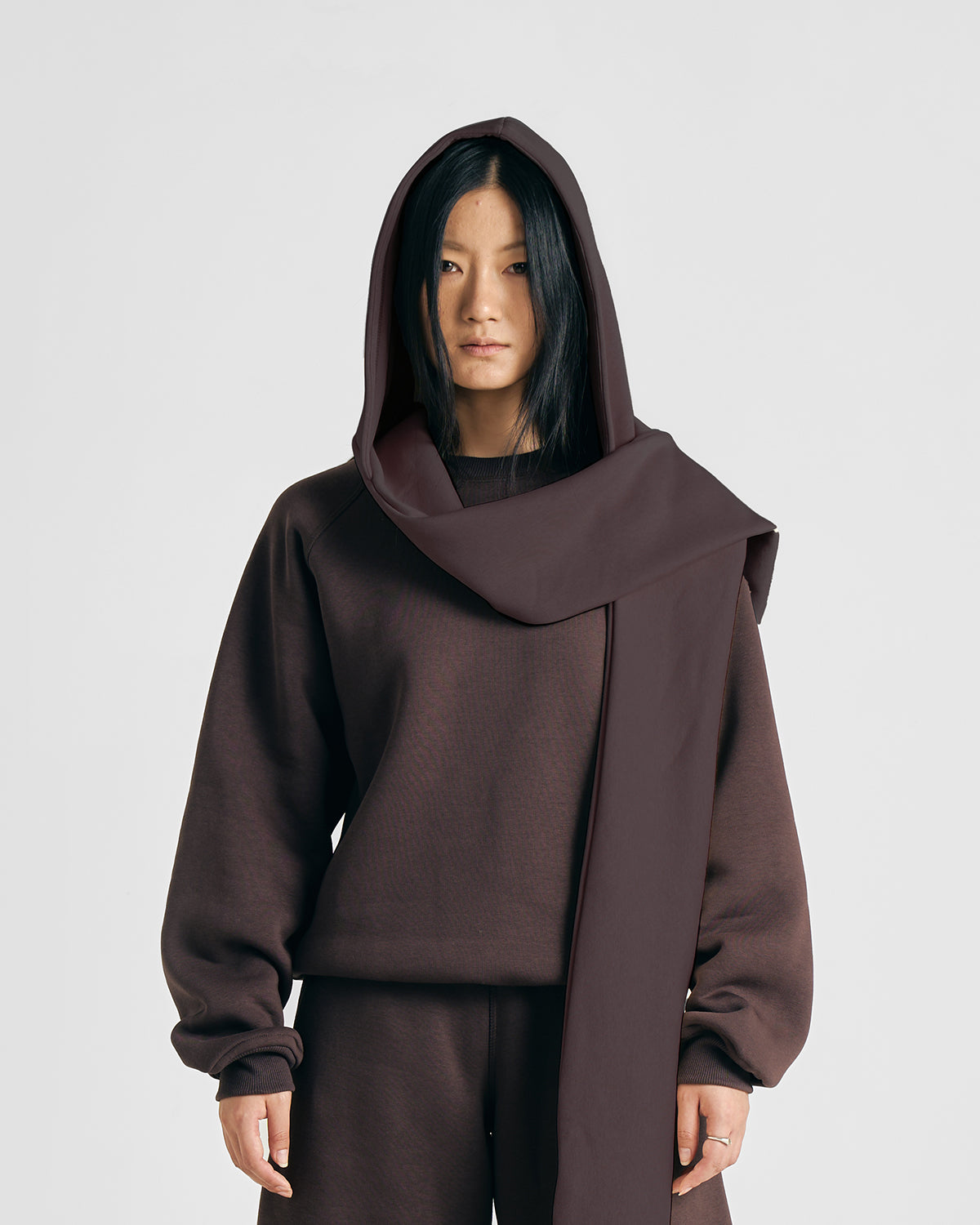 Mocha Brown Upcycled Hoodscarf