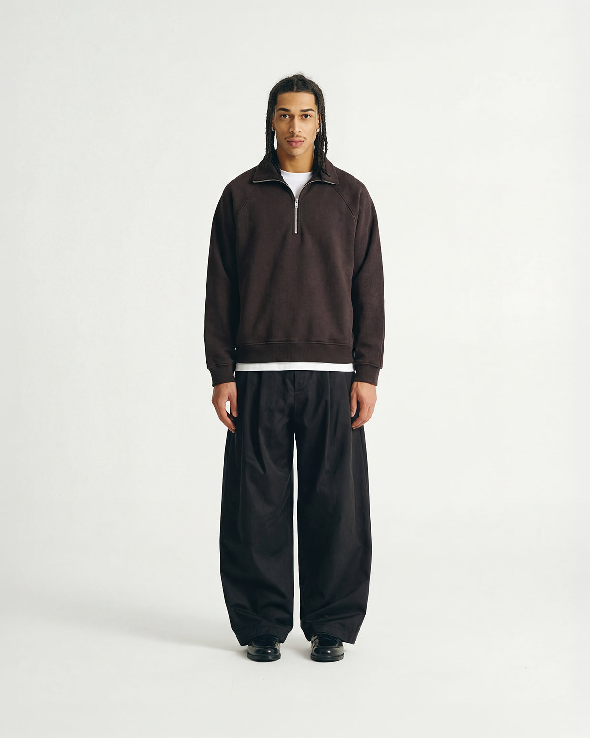 EVERYDAY MOCHA BROWN HALF ZIP HOODIE