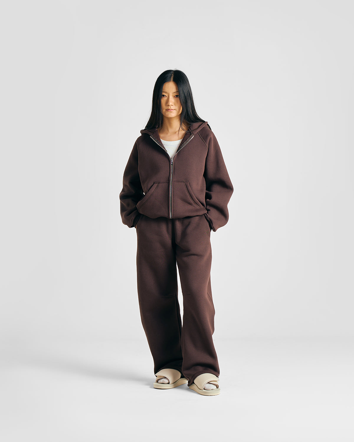 EVERYDAY MOCHA BROWN ZIP HOODIE